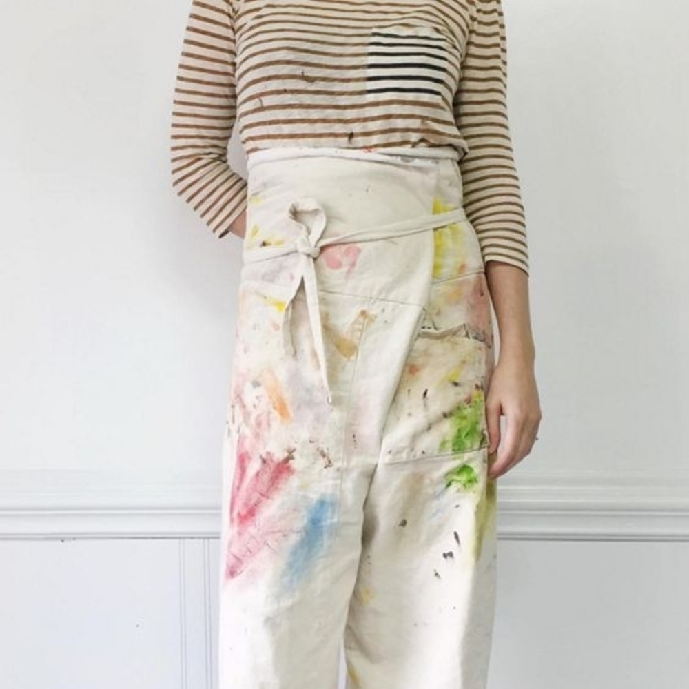 STATE the Label White Canvas Wrap pants note: they don’t have paint on them